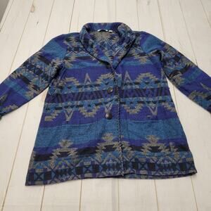 Denim and Co wool blend aztec southwestern oversized coat jacket sweater